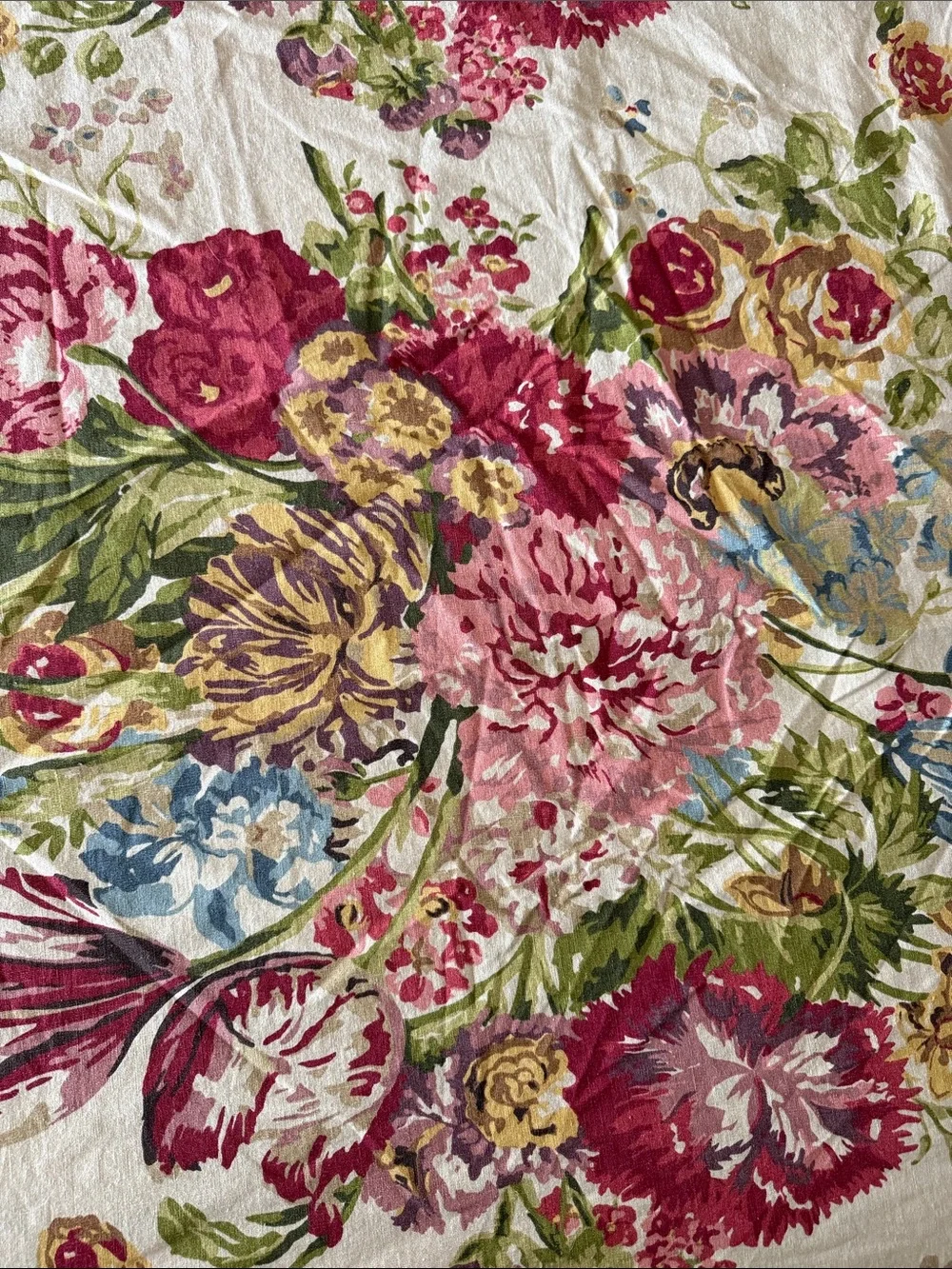 Pottery Barn King Cal King Floral Linen Duvet + 2 Shams